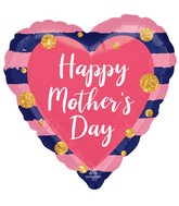 18" Happy Mother's Day Navy & Pink Foil Balloon
