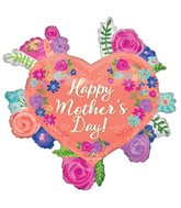 27" SuperShape Happy Mother's Day Floral Heart Foil Balloon