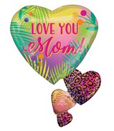 30" SuperShape Tropical Mom Floating Hearts Foil Balloon