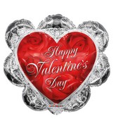 26" Happy Valentine Day Ruffled Heart Foil Balloon