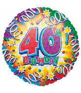 18" Prismatic 40th Birthday Foil Balloon