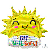 29" Holographic Get Well Happy Sun Foil Balloon