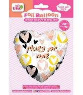 18" Happy Anniversary Hearts Foil Hebrew Balloon