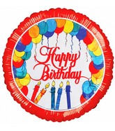 18" Happy Birthday Balloons & Candles Foil Balloon