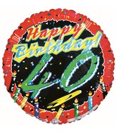 18" Happy 40th Birthday Foil Balloon