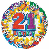 18" Prismatic 21st Birthday Foil Balloon