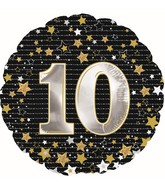 18" Happy Birthday Gold Number 10 Balloon