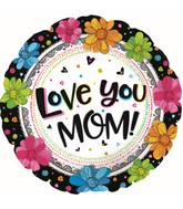 17" Love You Mom Boho Black Foil Balloons