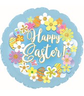 17" Easter Wreath On Blue Foil Balloons