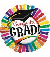 9" Airfill Only Grad Rainbow Stripes Foil Balloon