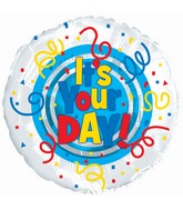 9" Airfill Only It's Your Day! Primary Colors Foil Balloon