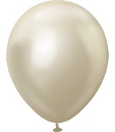 12" Kalisan Latex Balloons Mirror White Gold (50 Per Bag)