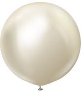 24" Kalisan Latex Balloons Mirror White Gold (5 Per Bag)