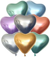 12" Kalisan Latex Heart Balloons Mirror Assorted (50 Per Bag)