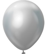 12" Kalisan Latex Balloons Mirror Silver (50 Per Bag)