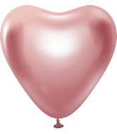 12" Kalisan Latex Heart Balloons Mirror Pink (50 Per Bag)