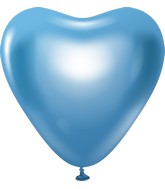 12" Kalisan Latex Heart Balloons Mirror Blue (50 Per Bag)