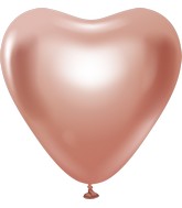 12" Kalisan Latex Heart Balloons Mirror Rose Gold (50 Per Bag)