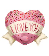 18" Love Heart With Banner Sprinkles Foil Balloon