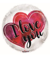 4" Airfill Only I Love You Watercolor Hearts Foil Balloon