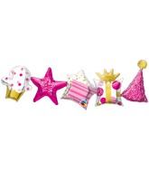 41" Happy Birthday Garland Pink Foil Balloon Airfill Only (2 Pack)