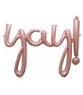 35" Consumer Inflatable Phrase Script Phrase Yay! Rose Gold Foil Balloon