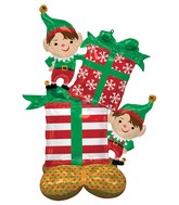 53" Airloonz Consumer Inflatable Christmas Elves Foil Balloon