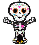 34" SuperShape Day of the Dead Standing Skeleton Foil Balloon