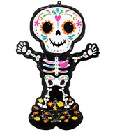 52" Airloonz Consumer Inflatable Day of the Dead Standing Skeleton Foil Balloon