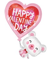 31" SuperShape Floating Valentine's Bear Foil Balloon