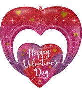 29" SuperShape Happy Valentine's Day Ombré Sparkles Foil Balloon