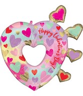 31" SuperShape Happy Valentine's Day Open Heart Pastel Foil Balloon