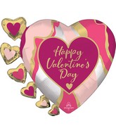 24" SuperShape Happy Valentine's Day Satin Abstract Marble Foil Balloon