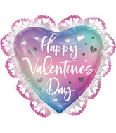 23" SuperShape Intricates Happy Valentine's Day Filtered Ombré Foil Balloon
