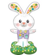 46" Airloonz Consumer Inflatable Spotted Easter Bunny Foil Balloon