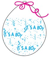 18" Stuffing Balloons (25 Per Bag) Decomex Clear IT's A BOY with BABY BLUE INK