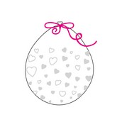 18" Stuffing Balloons (25 Per Bag) Decomex Clear HEART with WHITE INK