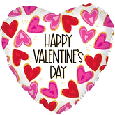 17" Happy Valentine's Day Textured Hearts Foil Balloon