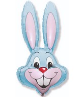 35" Bunny Rabbit Head Pastel Head Blue Foil Balloon