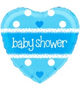 18" Baby Shower Heart Blue Holographic Oaktree Foil Balloon