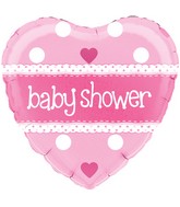 18" Baby Shower Heart Pink Holographic Oaktree Foil Balloon