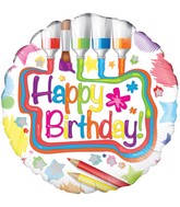 18" Art Birthday Oaktree Foil Balloon