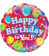18" Happy Birthday To You Balloons Holographic Oaktree Foil Balloon