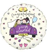 18" Congratulations Just Married Oaktree Foil Balloon