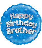 18" Happy Birthday Brother Holographic Oaktree Foil Balloon