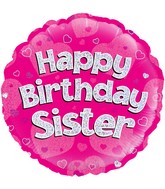 18" Happy Birthday Sister Holographic Oaktree Foil Balloon