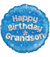 18" Happy Birthday Grandson Holographic Oaktree Foil Balloon