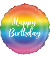 18" Rainbow Script Birthday Oaktree Foil Balloon
