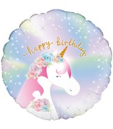 18" Pastel Unicorn Birthday Holographic Oaktree Foil Balloon