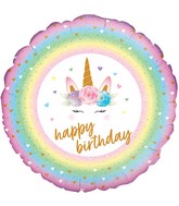 18" Flowers Unicorn Birthday Holographic Oaktree Foil Balloon